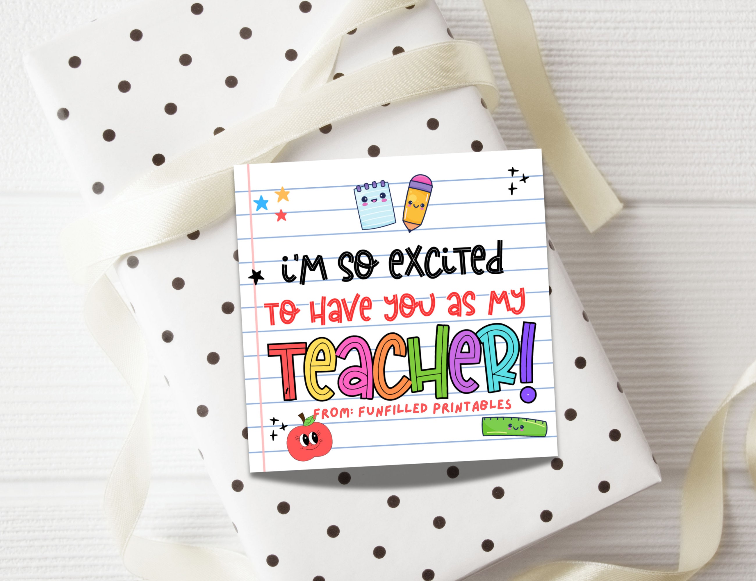 First Day Of School Teacher Gift Tag From Student, Printable Back To School Gift Tag For Teacher, New Teacher Gift, Teacher Appreciation Tag