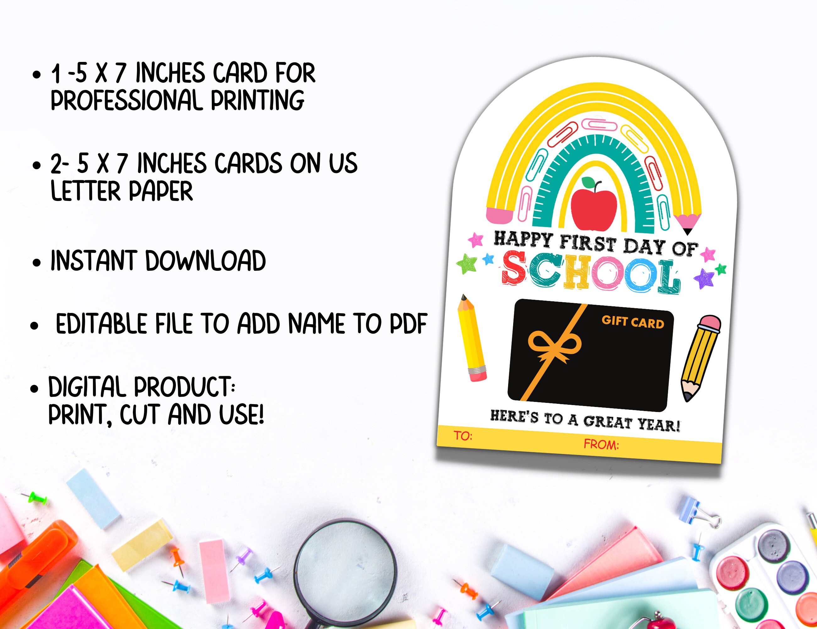 First Day of School Teacher Gift, Back to School Teacher Gift Card ...