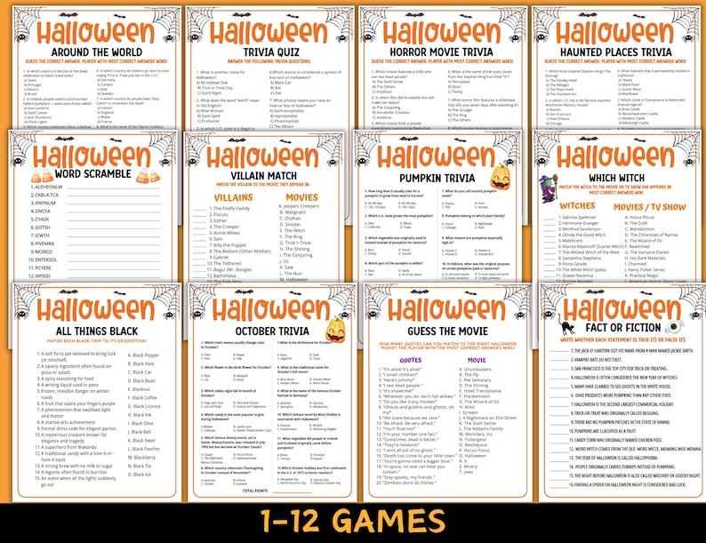 Halloween Games For Kids Adults, Halloween Party Games Bundle, Fun Halloween Printable Games, Teen Halloween Activities, Emoji Trivia Quiz image 8
