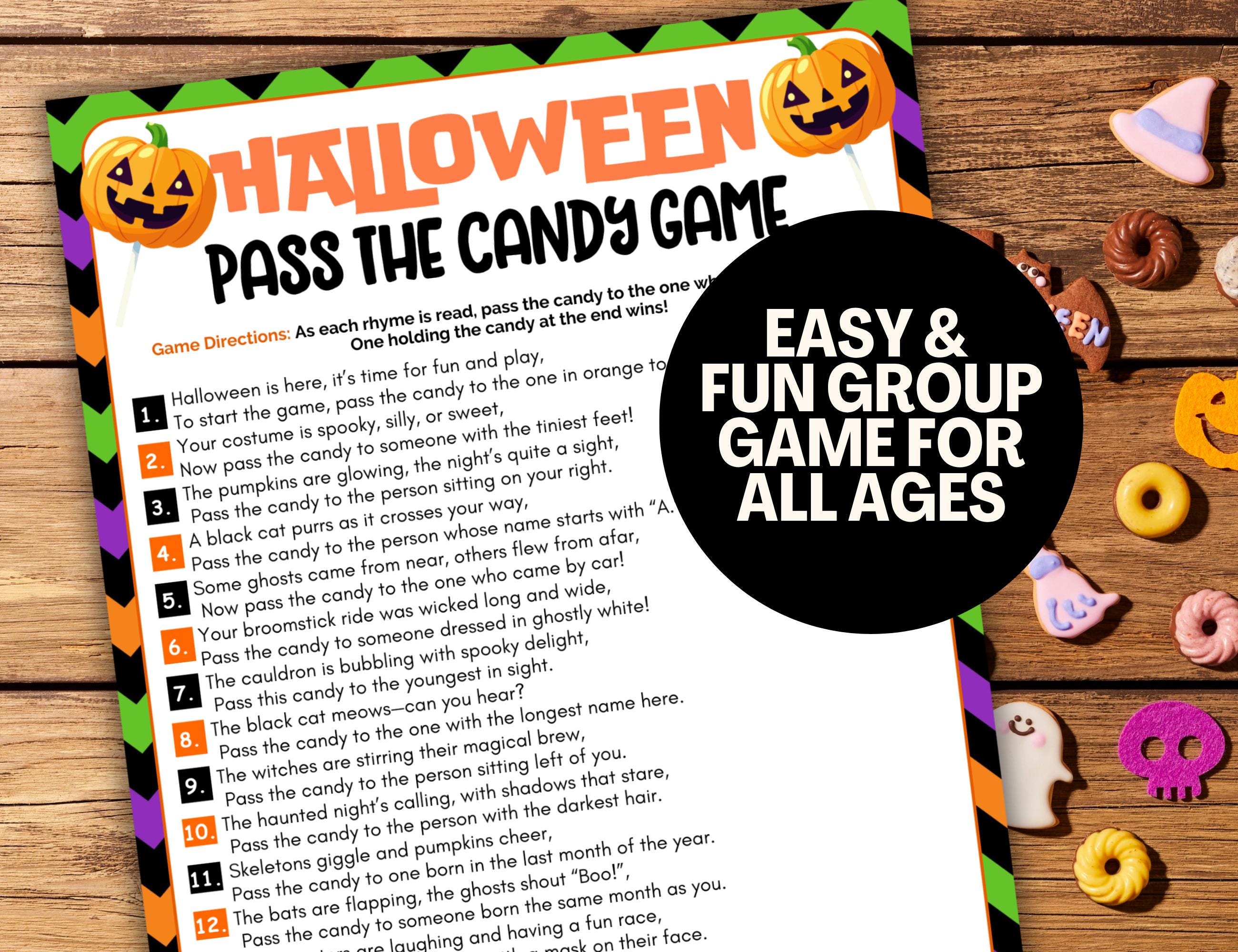 Pass the Candy Halloween Game for Kids Printable Halloween Party Game ...
