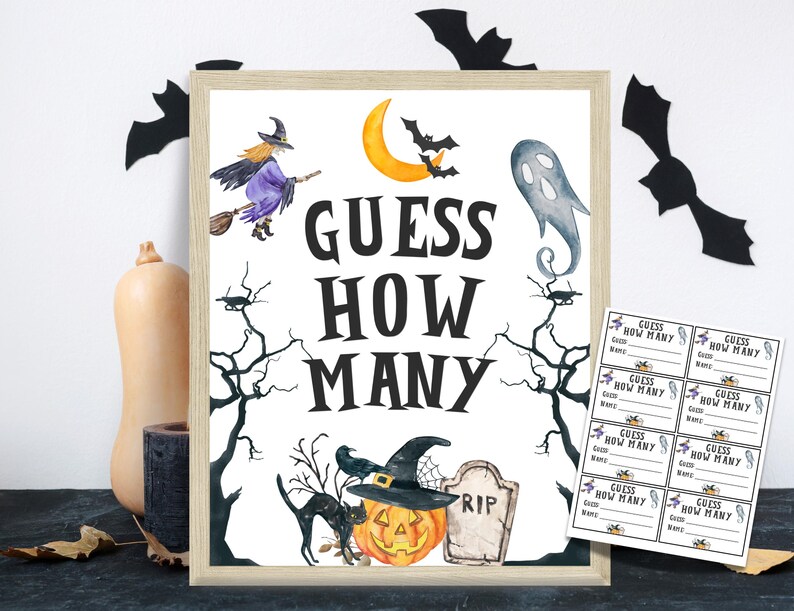 Guess How Many Halloween Guessing Game Printable, Fun Halloween Game
