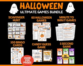 Halloween-spellen BUNDEL, feestspellen - bingo, geef de pompoen door, minuut om te winnen, speurtocht, spel van 5 seconden, Halloween-spellen voor volwassenen kinderen