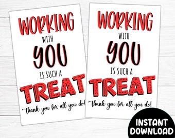 Employee Appreciation Tag, Treat Working With You Treat Tag, Thank You Candy Tag, Coworker, Team, Staff, Nurse, Workplace, PTA Gift Tags