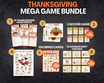 Paquete de juegos de Acción de Gracias, juegos familiares de Acción de Gracias, juegos de mesa de Acción de Gracias, juegos de Acción de Gracias imprimibles para adultos, actividades para niños