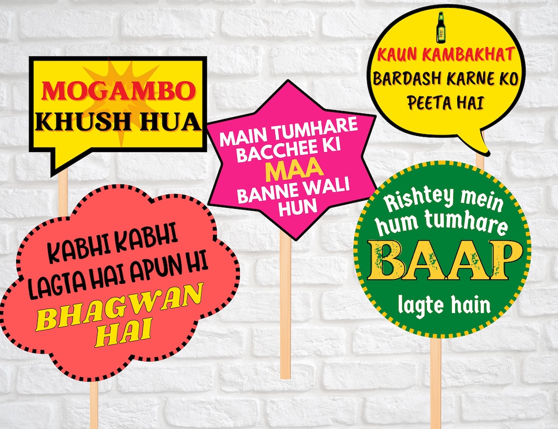 Bollywood Film Dialogue Photo Booth Props Bollywood Party - Etsy