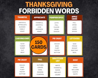 Thanksgiving Forbidden Words Game, Thanksgiving Games For Adults, Family Game Thanksgiving Party Activity, Friendsgiving Game, Group Game