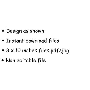 K&ouml;nnte beinhalten: Druckbarer digitaler Download eines Designs im Format 20,32 x 25,4 cm. Das Design ist nicht bearbeitbar und kann als PDF- oder JPG-Datei gedruckt werden.