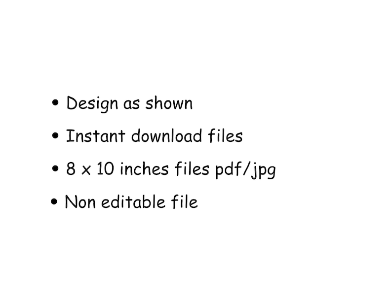 K&ouml;nnte beinhalten: Druckbarer digitaler Download eines Designs im Format 20,32 x 25,4 cm. Das Design ist nicht bearbeitbar und kann als PDF- oder JPG-Datei gedruckt werden.