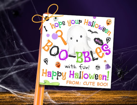 Halloween Bubbles Tag For Kids, Boo Bubbles Gift Tag, Halloween Class Gift Tags, Trick Or Treat School Tag, Classroom Halloween Party Favors