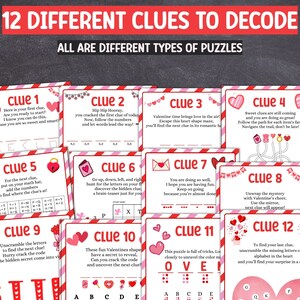 Valentines Day Scavenger Hunt For Teens, Valentines Treasure Hunt For Older Kids, Fun Valentines Game Activity, Puzzles For Valentines Gift