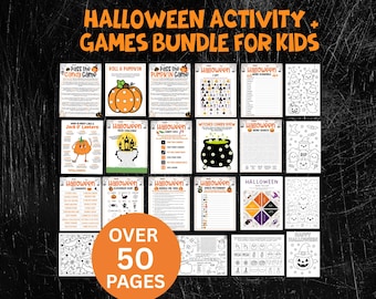 Halloween Activity Pages for Kids, Coloring Pages, Printable Halloween Games for Kids, Halloween Activities For Kids Halloween Games Bundle