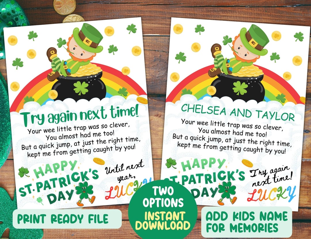 St Patricks Day Leprechaun Letter to Child Printable