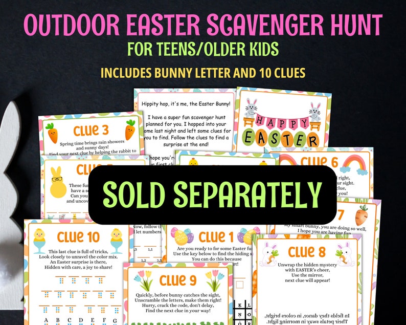 Easter scavenger hunt, Indoor Treasure Hunt, 18 Easter Kids scavenger hunt clues printable, Easter riddles home scavenger hunt for kids image 9