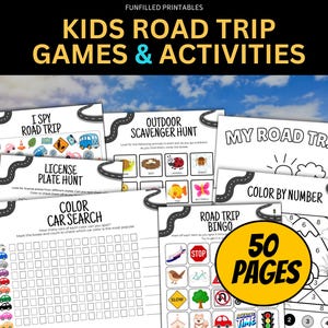 Kids Road Trip Games Activities, Kids Travel Activities Fun, Family Road Trip Travel Printables, Summer Car Trip Games & Activities For Kids