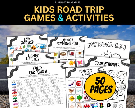 Kids Road Trip Games Activities, Kids Travel Activities Fun, Family Road Trip Travel Printables, Summer Car Trip Games & Activities For Kids