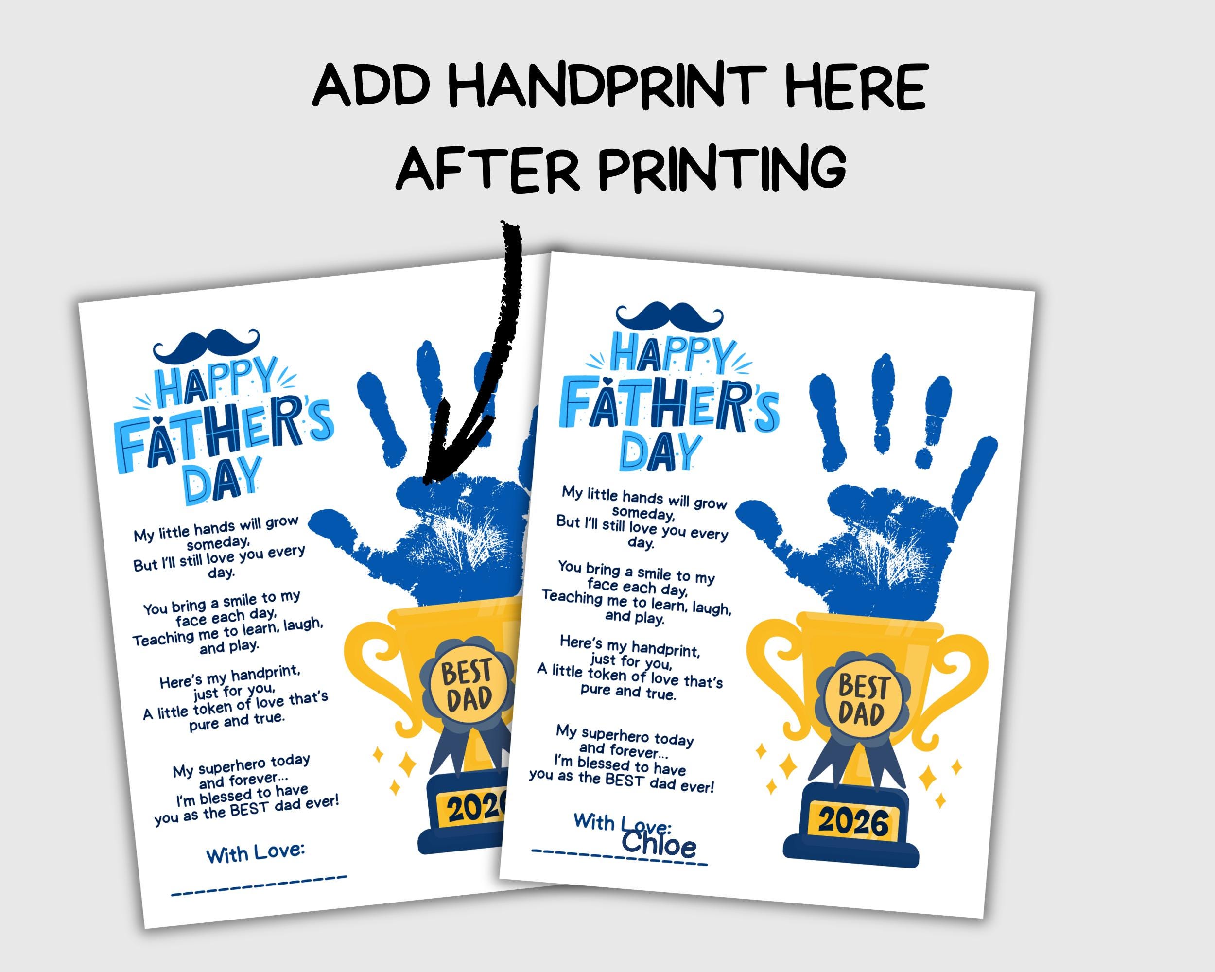 Father’s Day Trophy Handprint Craft PRINTABLE Best Dad Trophy Handprint ...