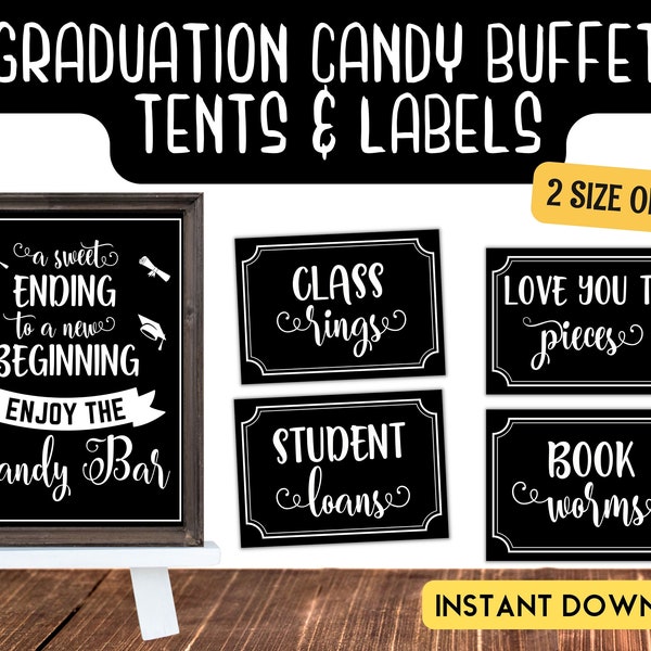 Graduation Candy Bar Labels Signs, Graduation Party Decor, Class of 2024, Graduation Decorations, Candy Buffet Signs, Dessert Table Signs