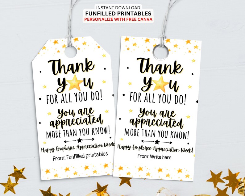 Happy Employee Appreciation Day Gift Tag, Thank You For All You Do Gift Tag, Employee Appreciation Tags, Staff Appreciation Tags Printable