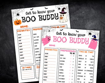 Halloween Wishlist Adult Questionnaire, Favorite Thing, Boo Buddy Halloween Office Gift Exchange Survey, You've Been Booed Basket Gift List