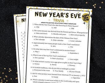 New Years Eve Trivia Game, 2024 New Years Eve Game, New Years Party Game, NYE Trivia questions, New Years Trivia, Family Adult Party Games