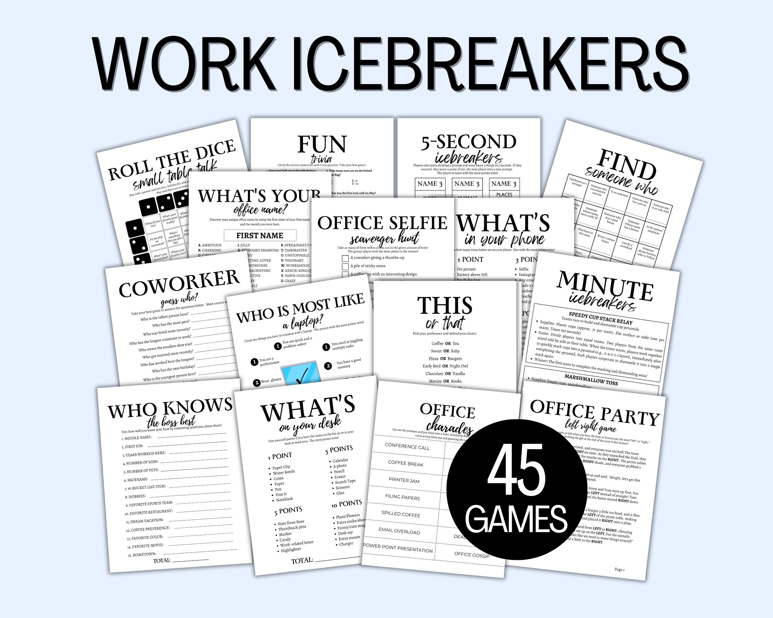 Icebreaker Games Office Party Games, Team Building Games, Fun Workplace