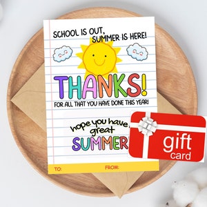 Cadeaukaarthouder voor eindejaar leraren voor zomer, zomercadeau leraar einde schooljaar, laatste schooldag bedankt leraar waardering cadeau