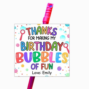 Cadeaux d'anniversaire Bulles d'amusement, étiquettes de cadeaux bulle, étiquette baguette bulle, étiquettes de faveur bulles, étiquette cadeau d'anniversaire bulle imprimable