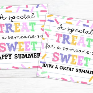 Heb een zoete zomertag, einde schooljaar leraar cadeau, heb een geweldige zomertag voor kinderen / studenten, laatste dag school zomer traktatie tas tag