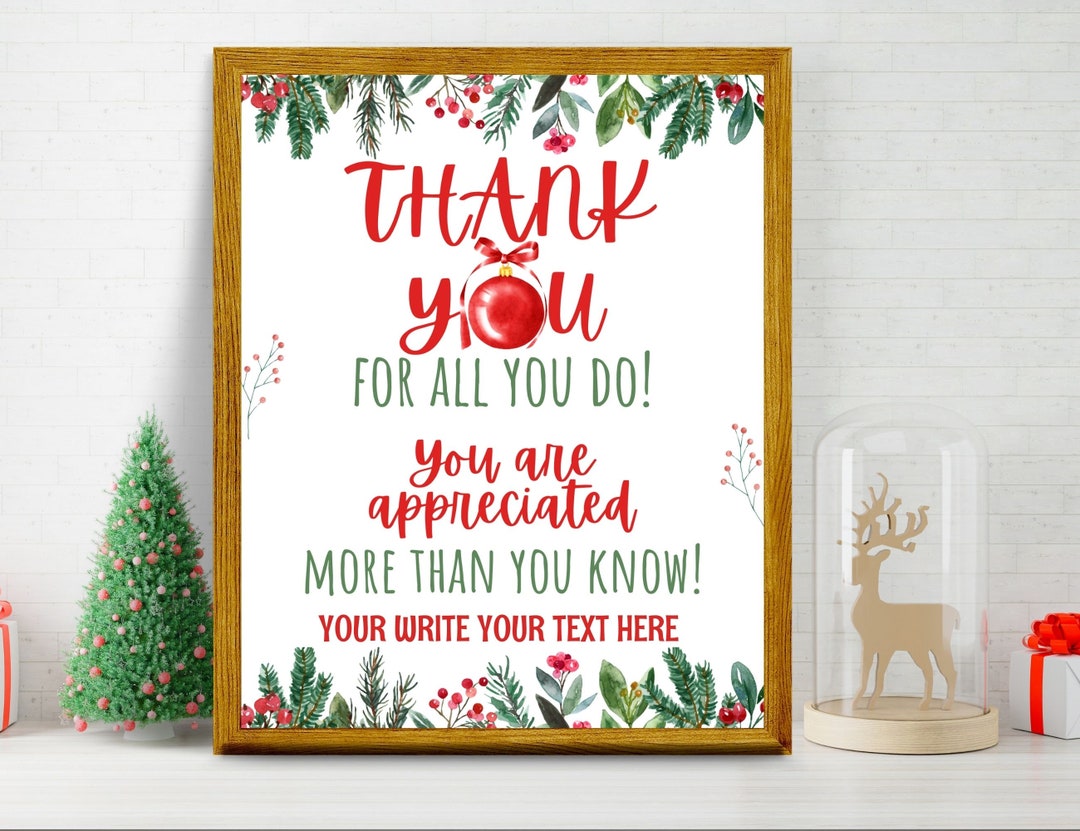 Christmas Thank You Sign, Christmas Sign Thank You for All You Do ...