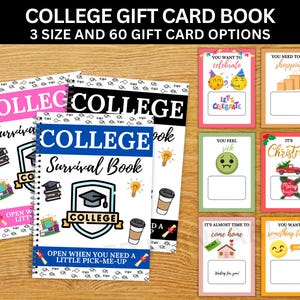 Druckbare College Geschenkkarte Buch, College Survival Buch Geschenk für College-Studenten, College Care Paket Kit, Abitur Geschenk