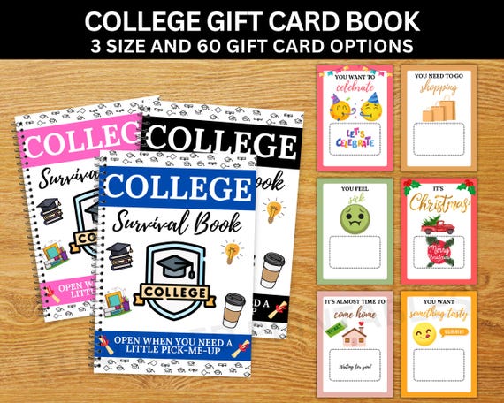 College Survival Gift Card Book Printable, College Care Package, Off-to-College / High School Graduation Gift for Students, Open When Cards