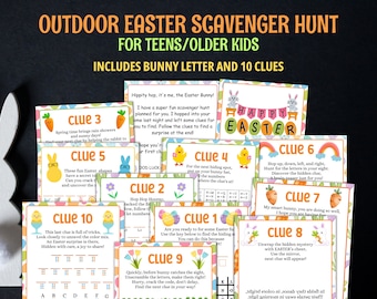 Outdoor Easter Scavenger Hunt For Kids, Scavenger Hunt For Teens, Easter Treasure Hunt For Teens, Preteens, Teen Easter Egg Hunt Printable