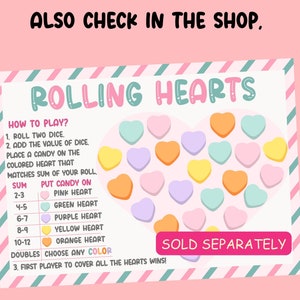 Valentines Day Candy Dice Game, Printable Valentine Games for Kids ...