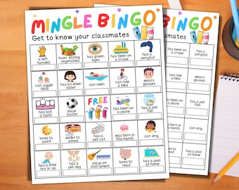Back to school bingo, Mix and Mingle bingo, Get to know you icebreaker bingo for students classmates, Printable Classroom teacher resources