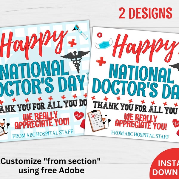 National Doctor's Day Gift Tag, Doctor Appreciation Gift Tag, Thank You Doctors gift, Medical Hospital Staff, Frontline Essential Worker