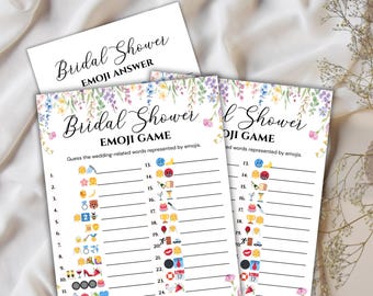Floral Bridal Shower Games Printable Wildflower Bridal Shower Games Bundle, Boho Bridal Games Pack, Floral Theme Wedding Shower Games Emoji