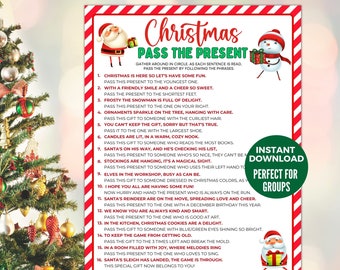 Christmas Pass the Present Game, Printable Christmas Party Game Teen, Pass the Prize Christmas Gift Exchange Game, Left Right Christmas Game