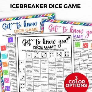 Icebreaker Game, Get To Know You, Team Building Game, Table Talk Dice Game, Group Icebreaker Activity, Roll & Tell Game Adults, Office Party