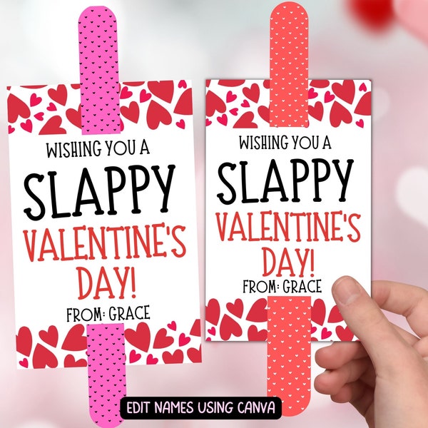 Valentines Slap Bracelet Tag, Slappy Valentines Class Gifts, Printable Kids Valentines Non Candy Gift, Have A Slappy Valentines Tag