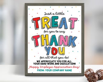 Employee Appreciation Day Sign, Team Thank You Sign, Staff Appreciation Sign, Food Table Sign Printable Lounge Sign Thank You For All You Do
