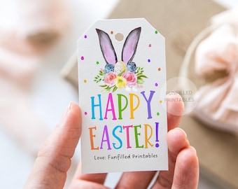 Étiquettes modifiables pour cadeaux de Pâques lapin, imprimables, étiquettes pour friandises de Pâques, étiquettes de Pâques pour les enfants étiquette de panier de Pâques, étiquettes de cadeaux de Pâques
