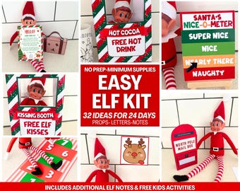 24 Days Elf Kit, Easy Elf Ideas, Printable Elf Props, Last Minute Elf Arrival Bundle -Elf Hello & Goodbye Letters Games Activities Notes