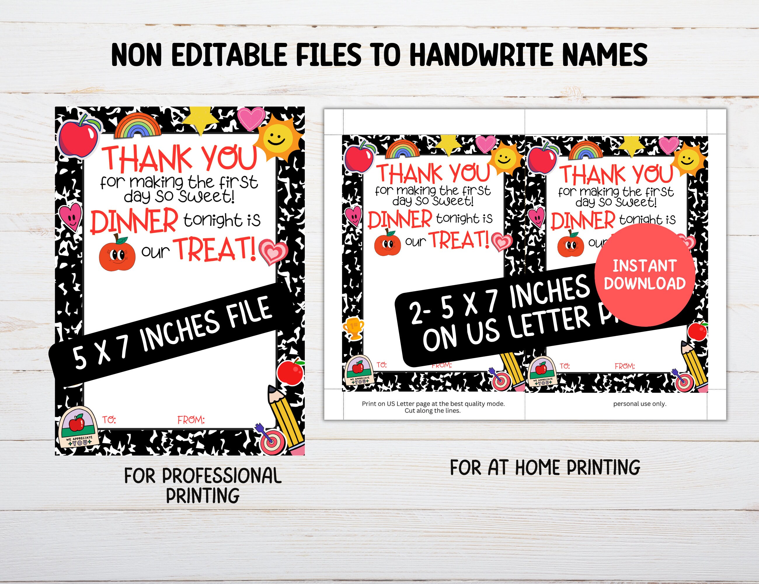 First Day of School Teacher Gift Card Holder Printable, Back to School ...