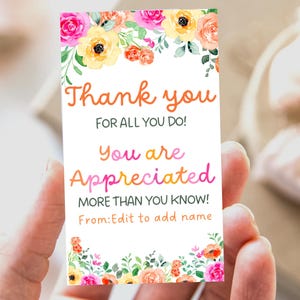 Étiquettes florales de remerciement pour le personnel enseignant, cadeaux de remerciement pour les employés, étiquette florale de remerciement, remerciement printanier, équipe d'infirmières bénévoles