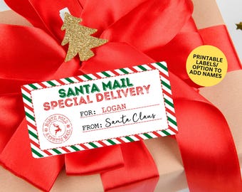 From Santa Gift Tags Printable Christmas Gift Tags From Santa, Editable Santa Mail Labels Tags, Santa Special Delivery Tags For Christmas