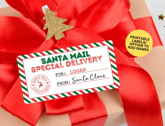 From Santa Gift Tags Printable Christmas Gift Tags From Santa, Editable Santa Mail Labels Tags, Santa Special Delivery Tags For Christmas