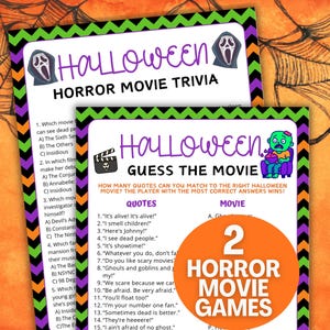 Halloween Guess the Movie Game, Halloween Movies Trivia, Halloween Party Game Family Game, Adult Halloween Trivia, Horror Movie Quote Trivia