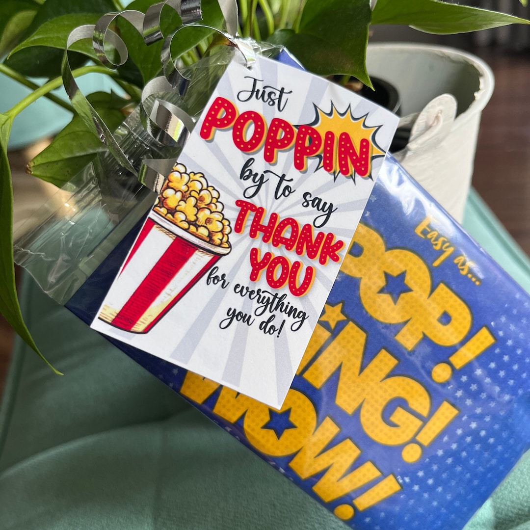 Popcorn Appreciation Gift Tag Teacher Popcorn Thank You Tag Etsy