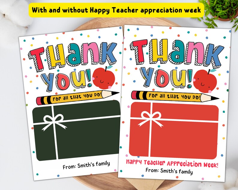 Teacher Appreciation Week Gift Card Holder, Teacher Thank You Gift Card ...