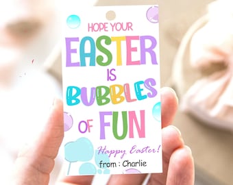 Easter bubbles tag, Printable Easter gift tags, Bubbles of fun kids Easter Class gift tag, School Easter party favors, Classroom favors